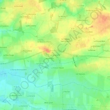 Carte topographique La Peignerie, altitude, relief