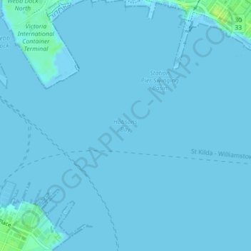Carte topographique Hobsons Bay, altitude, relief