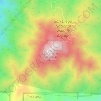 Carte topographique San Miguel Mountain, altitude, relief