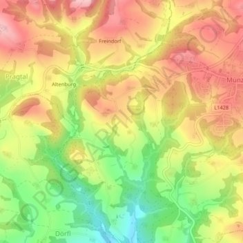Carte topographique Priehetsberg, altitude, relief