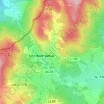 Carte topographique Harbach, altitude, relief