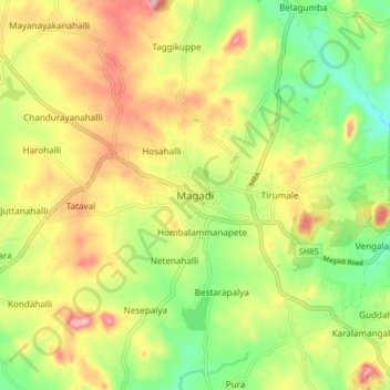 Carte topographique Magadi, altitude, relief