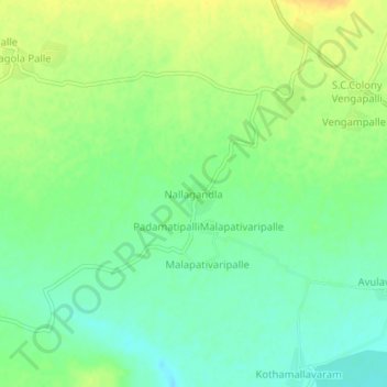 Carte topographique Nallagandla, altitude, relief