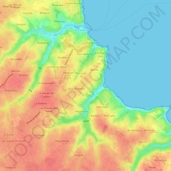 Carte topographique Borthélo, altitude, relief