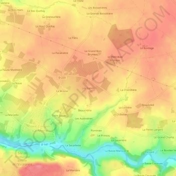 Carte topographique Les Sapins, altitude, relief