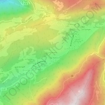 Carte topographique Les Amiers, altitude, relief