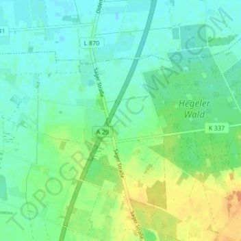 Carte topographique Hengstlage, altitude, relief