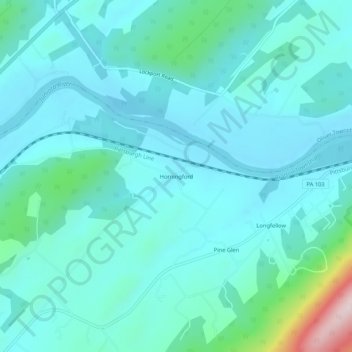 Carte topographique Horningford, altitude, relief