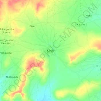 Carte topographique Koula, altitude, relief