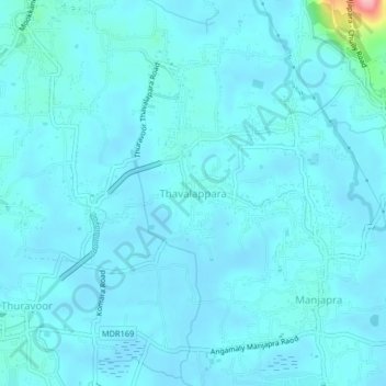Carte topographique Thavalappara, altitude, relief