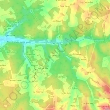 Carte topographique Laquin, altitude, relief