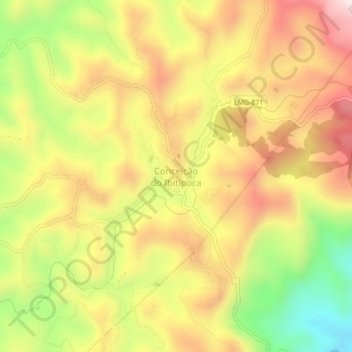 Carte topographique Conceição do Ibitipoca, altitude, relief