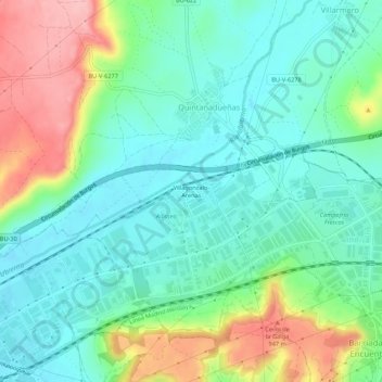 Carte topographique Villagonzalo-Arenas, altitude, relief