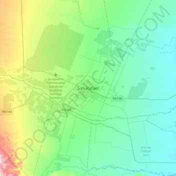 Carte topographique San Rafael, altitude, relief