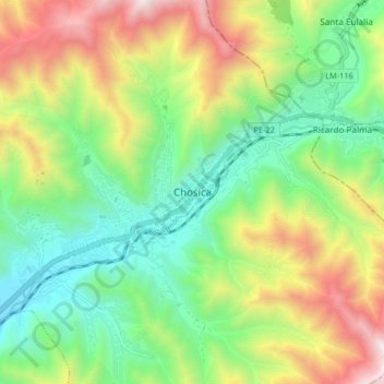 Carte topographique Chosica, altitude, relief