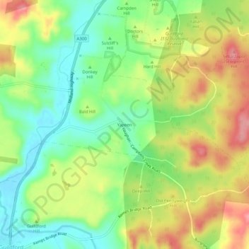 Carte topographique Yapeen, altitude, relief