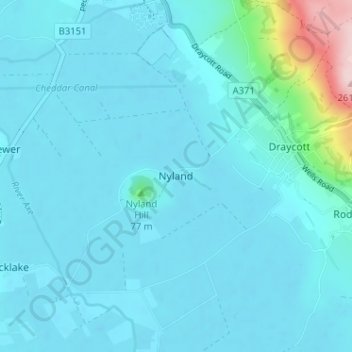 Carte topographique Nyland, altitude, relief