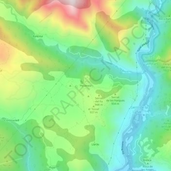 Carte topographique Peramea, altitude, relief
