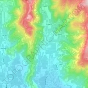 Carte topographique Mizzole, altitude, relief
