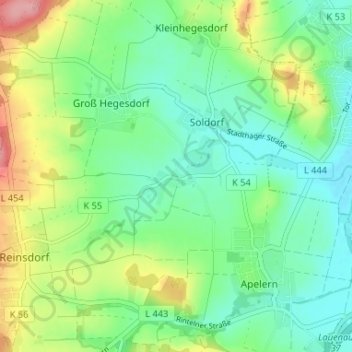 Carte topographique Lyhren, altitude, relief