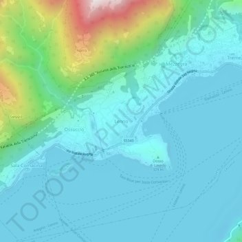 Carte topographique Lenno, altitude, relief