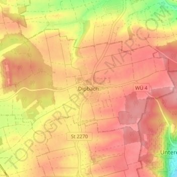 Carte topographique Dipbach, altitude, relief