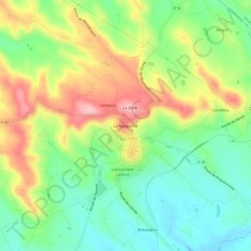 Carte topographique La Rouquette, altitude, relief