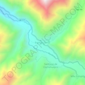 Carte topographique Espíritu Santo, altitude, relief