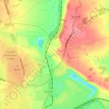 Carte topographique Dragonby, altitude, relief