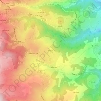 Carte topographique Pleynet, altitude, relief