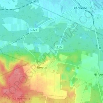 Carte topographique Ziegelei Breetze, altitude, relief