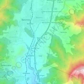 Carte topographique Antessano, altitude, relief