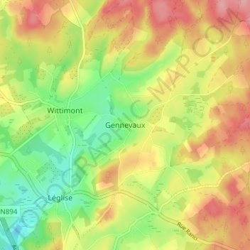 Carte topographique Gennevaux, altitude, relief