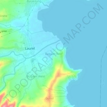 Carte topographique Bugaan East, altitude, relief