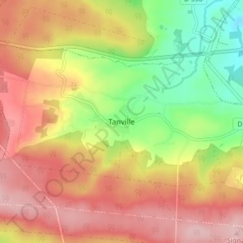 Carte topographique Tanville, altitude, relief