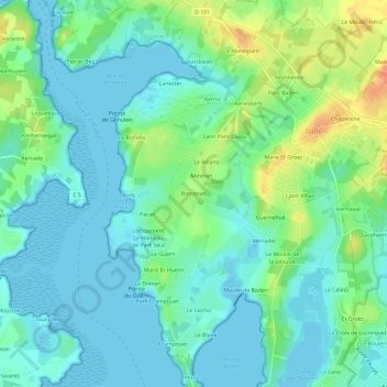 Carte topographique Botconan, altitude, relief