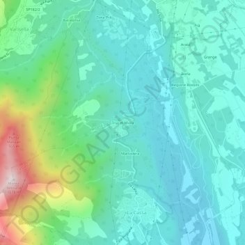 Carte topographique Truc di Miola, altitude, relief
