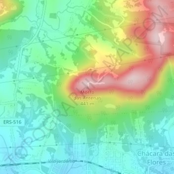 Carte topographique Morro das Antenas, altitude, relief