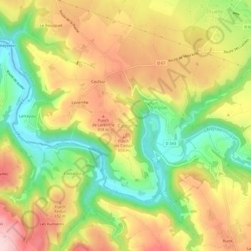 Carte topographique Castan, altitude, relief
