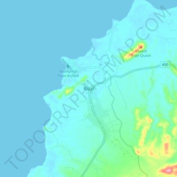 Carte topographique Rizal, altitude, relief