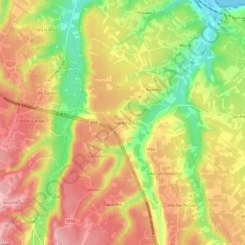 Carte topographique Aquilano, altitude, relief