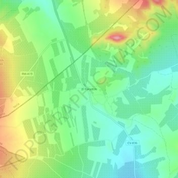Carte topographique El Paradón, altitude, relief