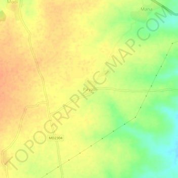 Carte topographique Payali, altitude, relief
