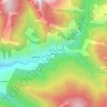 Carte topographique Jamroli, altitude, relief