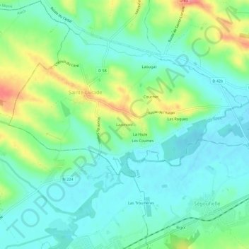 Carte topographique Lazimont, altitude, relief