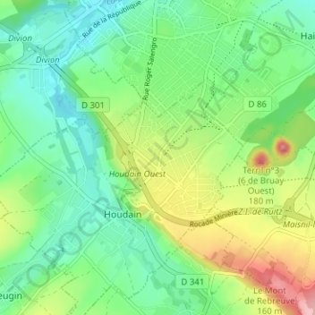 Carte topographique Le Haut, altitude, relief