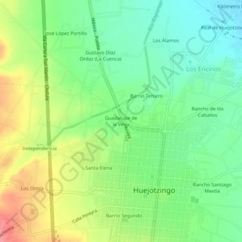 Carte topographique Guadalupe de la Vega, altitude, relief