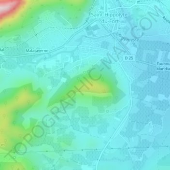 Carte topographique Puech de Mar, altitude, relief