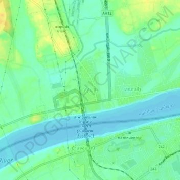 Carte topographique ທ່ານາແລ້ງ, altitude, relief