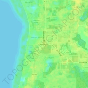 Carte topographique Narcoossee, altitude, relief